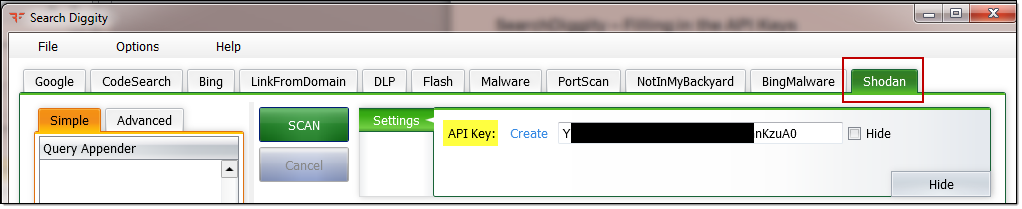9.SearchDiggity-SHODANAPIkey